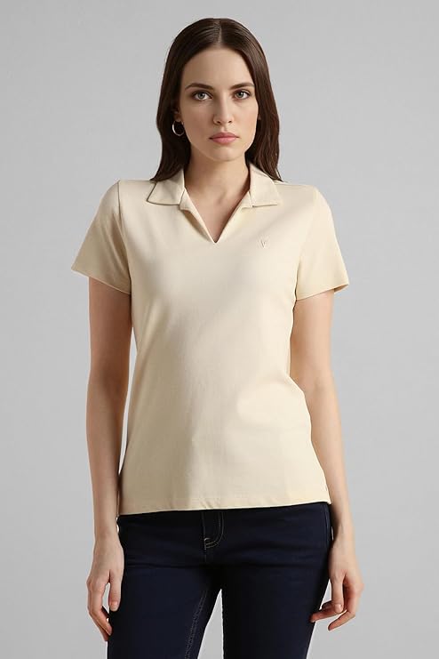 Viora Heirloom Women's Regular Comfort Fit Cotton-Rich V-Neck Polo T-Shirt for Everyday Wear