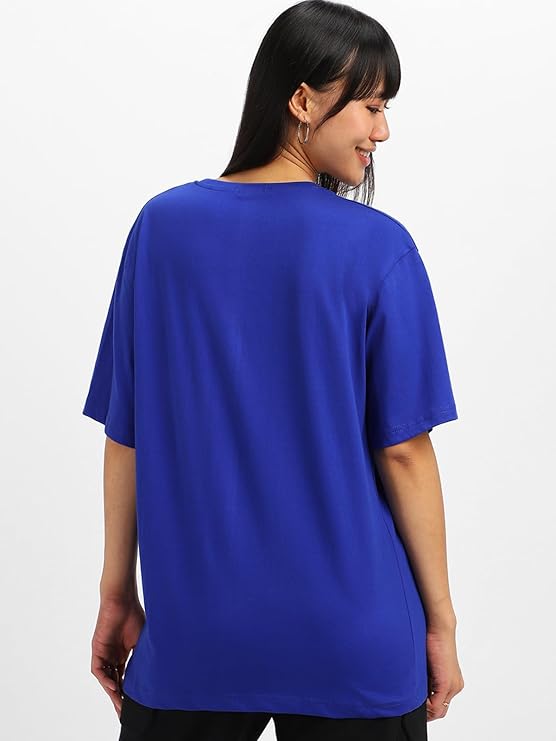 Oversize Loose Baggy Fit Drop Shoulder Cool and Stylish Latest Pocket Print Print Design Multicolor Half Sleeve T-Shirt for Women & Girls