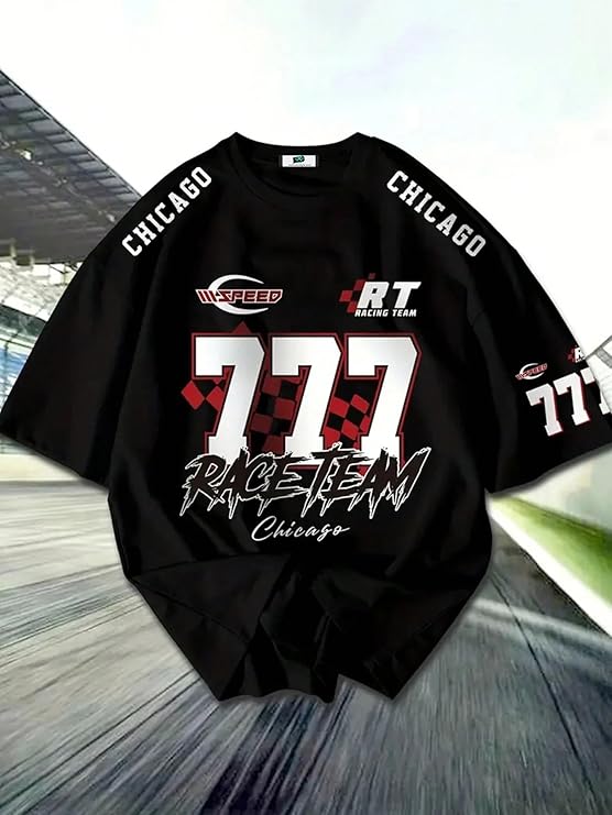 Chicago777 Racing Team Speed ’ Printed Cool Aesthetic Oversized Baggy T-Shirt