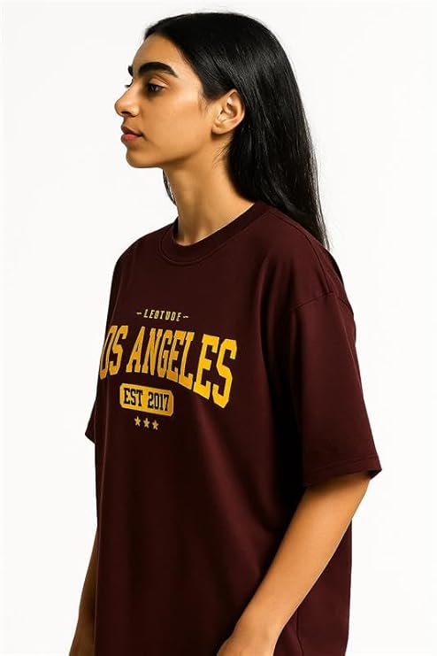 Starwave Women’s Graphic Cotton Casual Crop Top Slim Fit Round Neck Short Sleeve T-Shirt – Beige