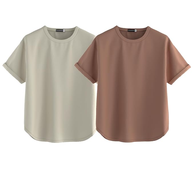 JovialBloom® 100% Cotton Oversized Loose Baggy Round Neck Drop Shoulder Half Sleeve T-Shirt Set of 2