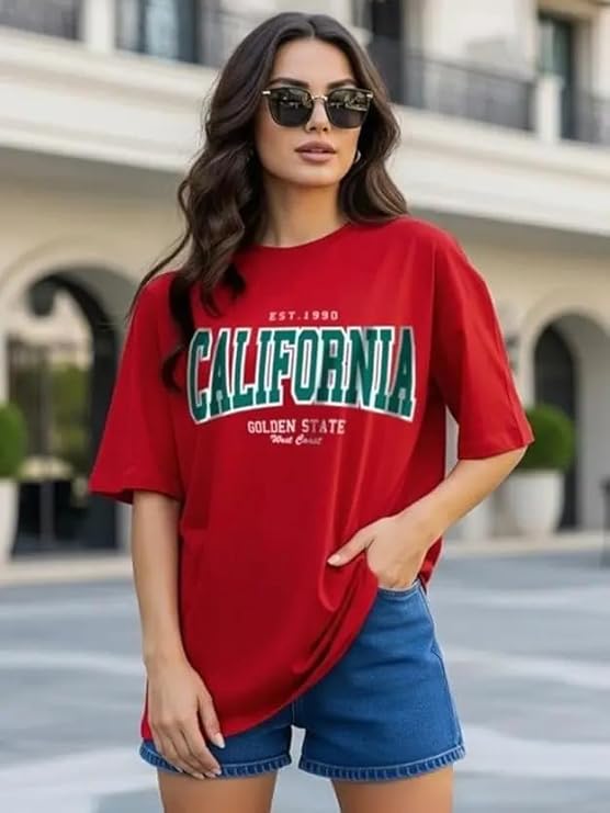 Rivora Round Neck Drop Shoulder Black & White Graphic Printed Cotton Oversized Baggy Half Sleeve T-Shirt for Women & Girls (S-2XL)