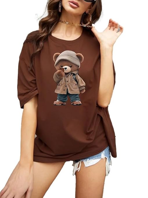 AURORA DEFENSE Oversized Cotton Baggy T-Shirt for Women & Girls | Casual Comfortable Stylish Wea