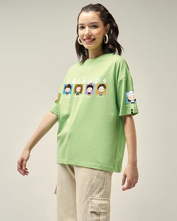 Breezeon Women’s Cotton Graphic Oversized Fit T-Shirt