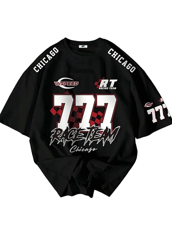 Chicago777 Racing Team Speed ’ Printed Cool Aesthetic Oversized Baggy T-Shirt