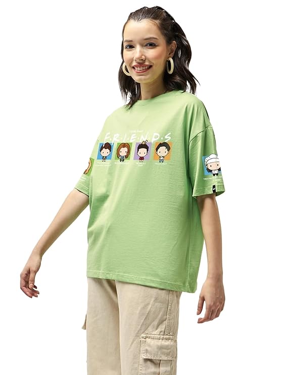 Breezeon Women’s Cotton Graphic Oversized Fit T-Shirt