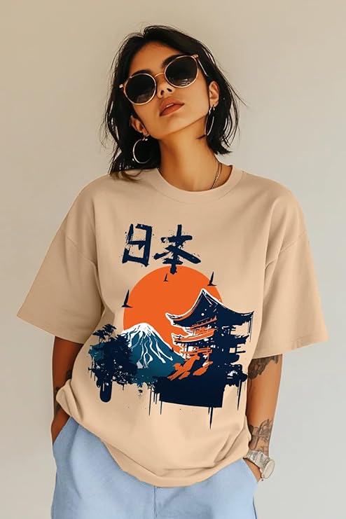Women Cotton Graphic Print Oversized Fit T-Shirt