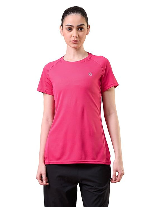 TECHNOVIBE Women's Polyester Regular Fit T-Shirt, Comfortable & Stylish Casual Wear Top