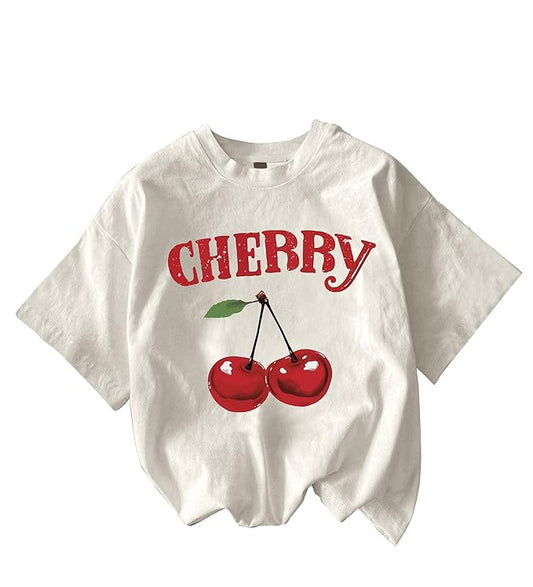 Jovena Cotton Blend Oversized Half Sleeve Printed Round Neck T-Shirt for Women Casual Wear