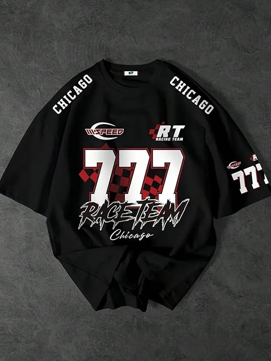 Chicago777 Racing Team Speed ’ Printed Cool Aesthetic Oversized Baggy T-Shirt