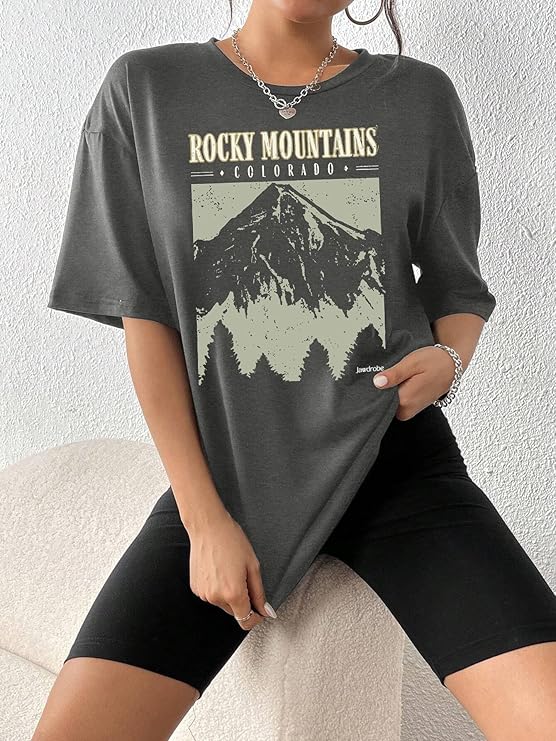 Blume Oversized Half Sleeve Printed Round Neck T-Shirt for Women