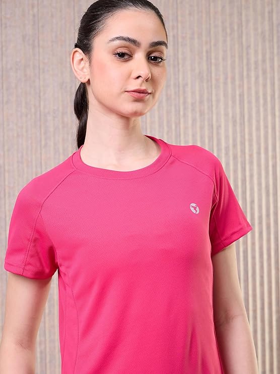 TECHNOVIBE Women's Polyester Regular Fit T-Shirt, Comfortable & Stylish Casual Wear Top
