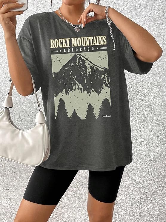 Blume Oversized Half Sleeve Printed Round Neck T-Shirt for Women