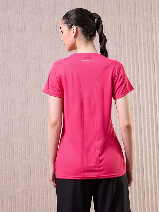 TECHNOVIBE Women's Polyester Regular Fit T-Shirt, Comfortable & Stylish Casual Wear Top